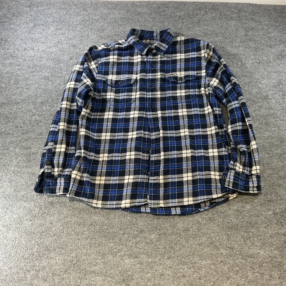 Orvis Signature Collection Mens Blue Plaid Flannel Shirt Large L Button Down
